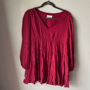 Urban Outfitters Swiss Dot Textured Long Sleeve Babydoll Frock Dress